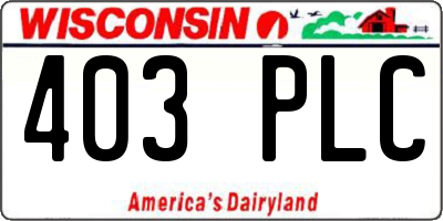 WI license plate 403PLC