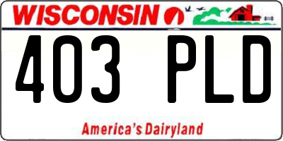 WI license plate 403PLD