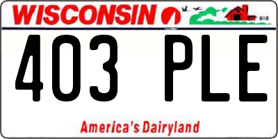 WI license plate 403PLE