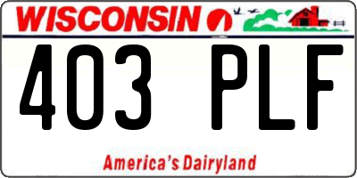 WI license plate 403PLF