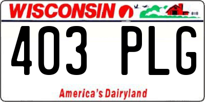 WI license plate 403PLG