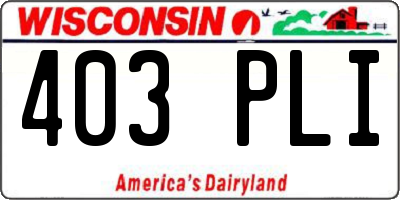 WI license plate 403PLI