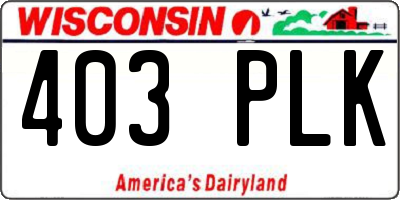 WI license plate 403PLK