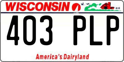 WI license plate 403PLP