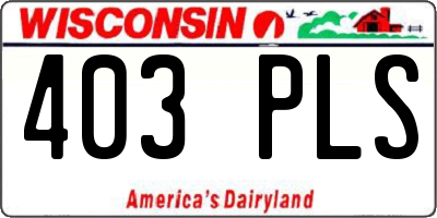 WI license plate 403PLS