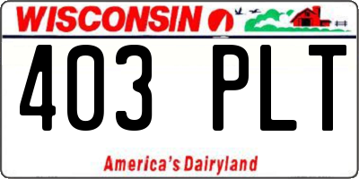 WI license plate 403PLT