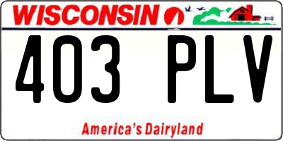 WI license plate 403PLV