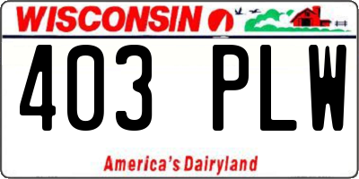 WI license plate 403PLW