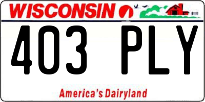 WI license plate 403PLY