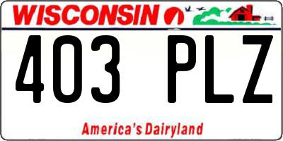 WI license plate 403PLZ