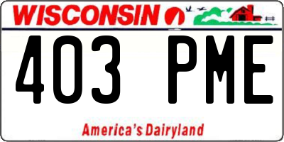 WI license plate 403PME
