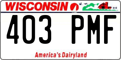 WI license plate 403PMF