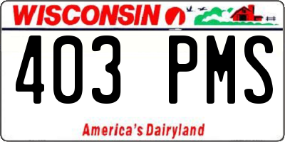 WI license plate 403PMS