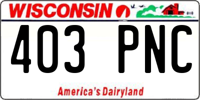 WI license plate 403PNC