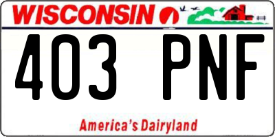 WI license plate 403PNF