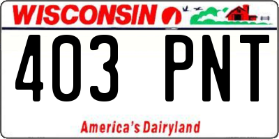 WI license plate 403PNT