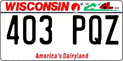 WI license plate 403PQZ