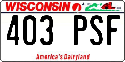 WI license plate 403PSF
