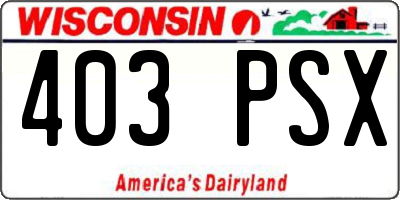WI license plate 403PSX