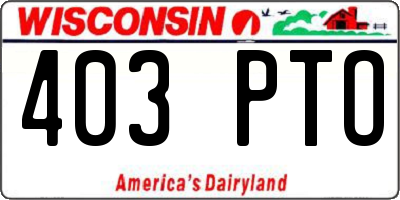 WI license plate 403PTO