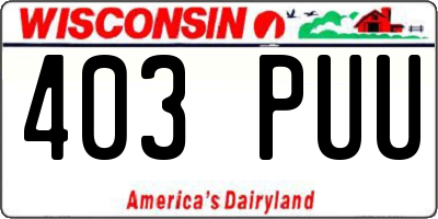 WI license plate 403PUU