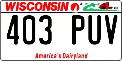 WI license plate 403PUV