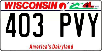 WI license plate 403PVY