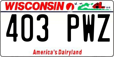 WI license plate 403PWZ