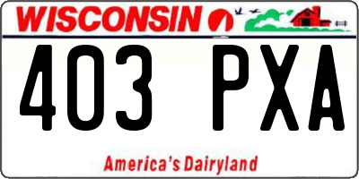 WI license plate 403PXA