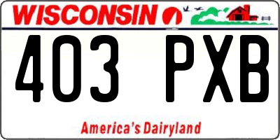 WI license plate 403PXB