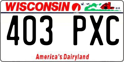 WI license plate 403PXC