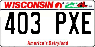 WI license plate 403PXE