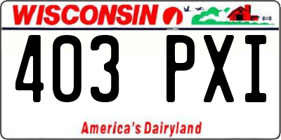 WI license plate 403PXI