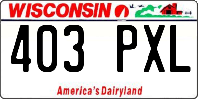 WI license plate 403PXL