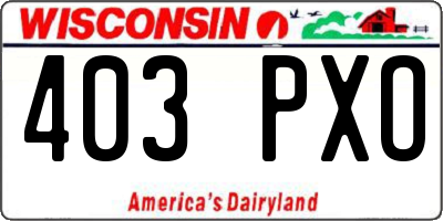 WI license plate 403PXO