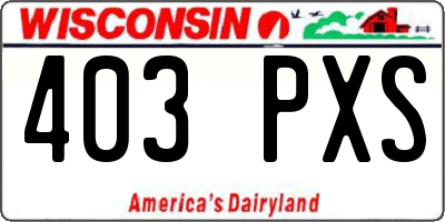 WI license plate 403PXS