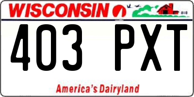 WI license plate 403PXT