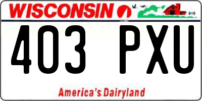 WI license plate 403PXU