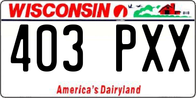 WI license plate 403PXX