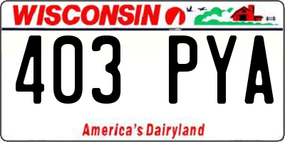 WI license plate 403PYA