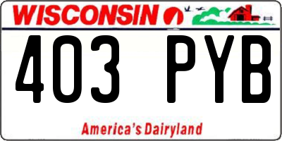 WI license plate 403PYB