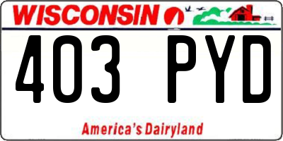 WI license plate 403PYD
