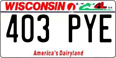 WI license plate 403PYE