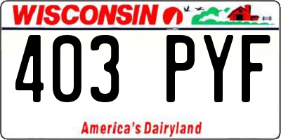 WI license plate 403PYF