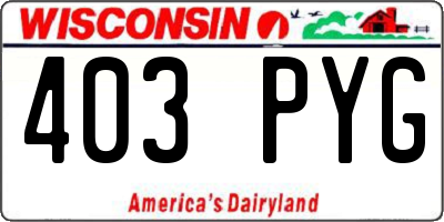 WI license plate 403PYG