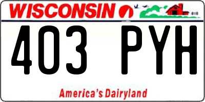 WI license plate 403PYH