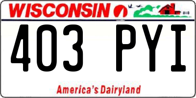 WI license plate 403PYI