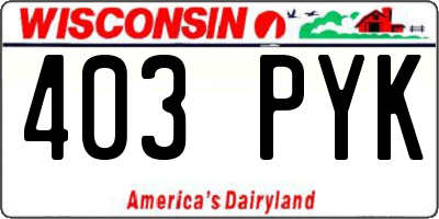 WI license plate 403PYK