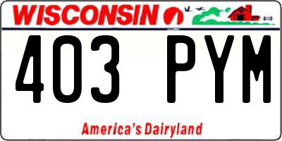 WI license plate 403PYM