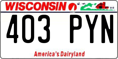 WI license plate 403PYN